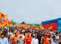 देवेंद्र सिंह दादू के नेतृत्व में भव्य पैदल कावड़ यात्रा का हुआ आयोजन* *हजारों की संख्या में शिव भक्त पहुंचे बढ़ौरा धाम